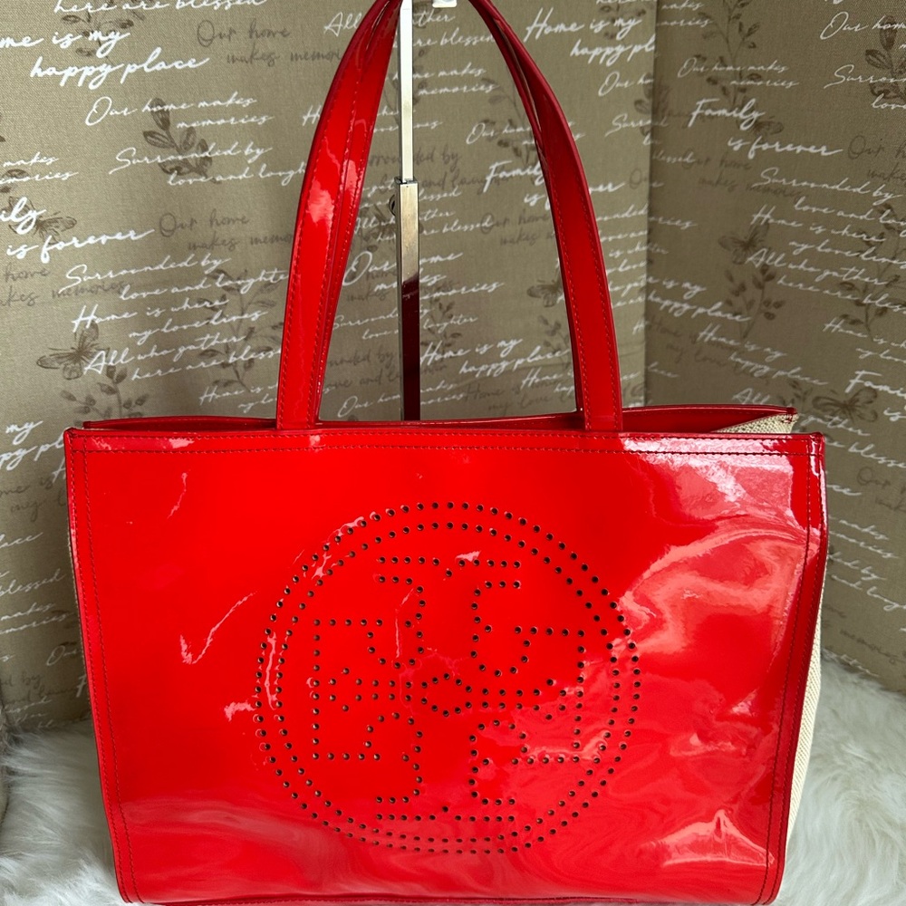Red Patent Leather Tory Birch Tote Bag